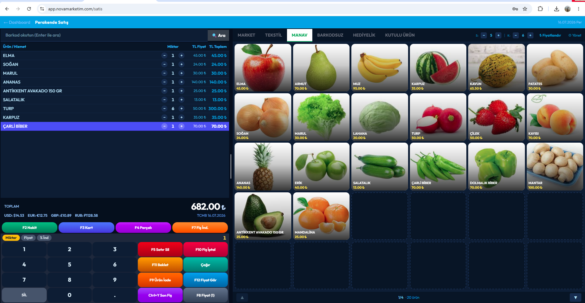 Nova Marketim web satış ekranı